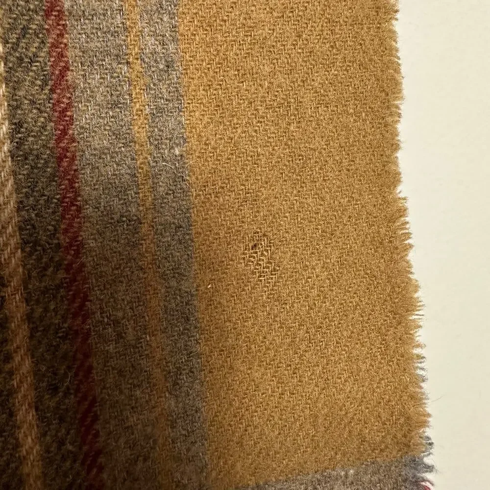 Vintage 1970s Christian Dior Plaid Scarf Brown Grey Burgundy Tartan